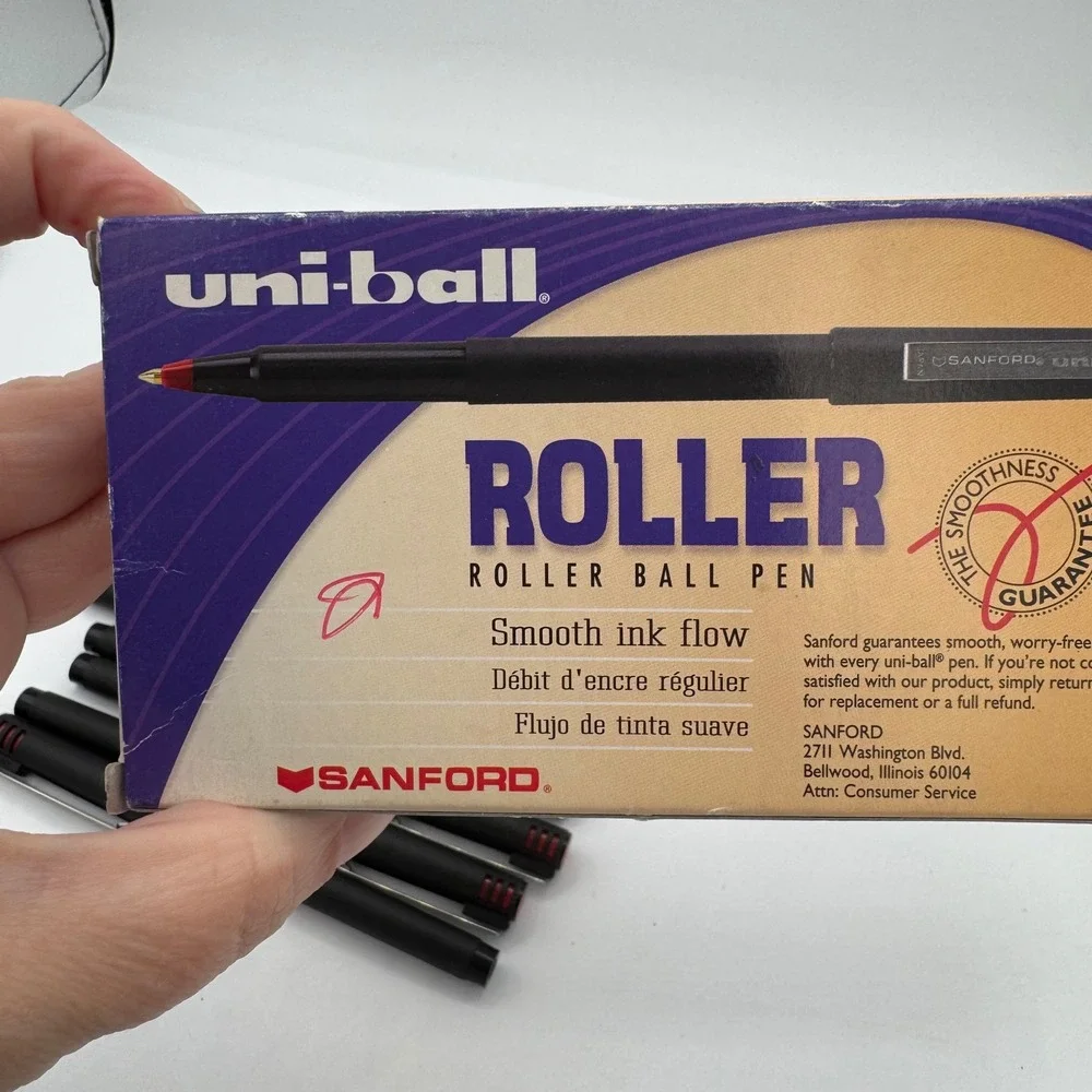 Uni-ball Sanford Roller Ball Pens Red Ink Fine 0.3mm 10 Count 60102 Vintage
